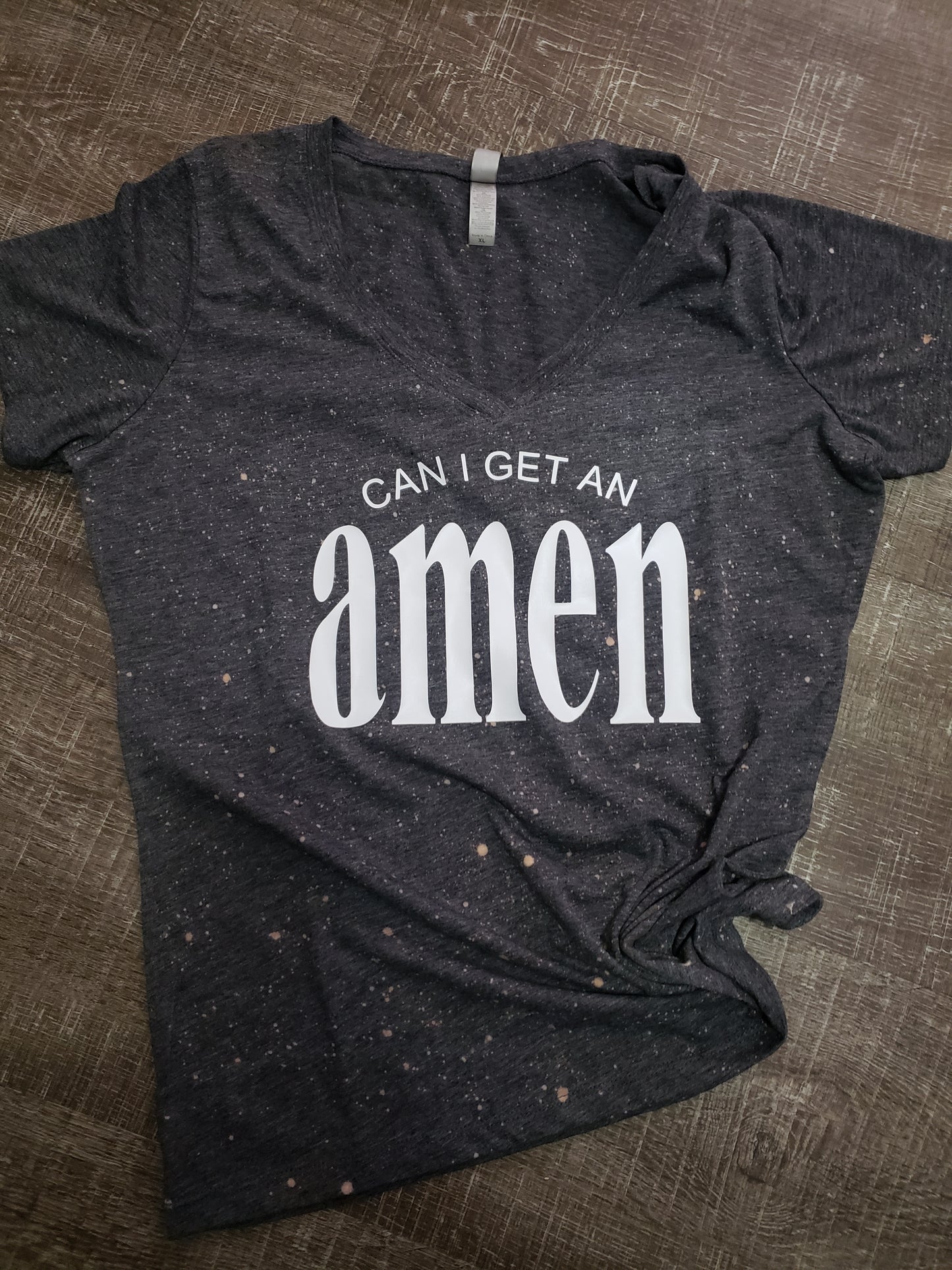 Can I get an amen bleached speckled tee