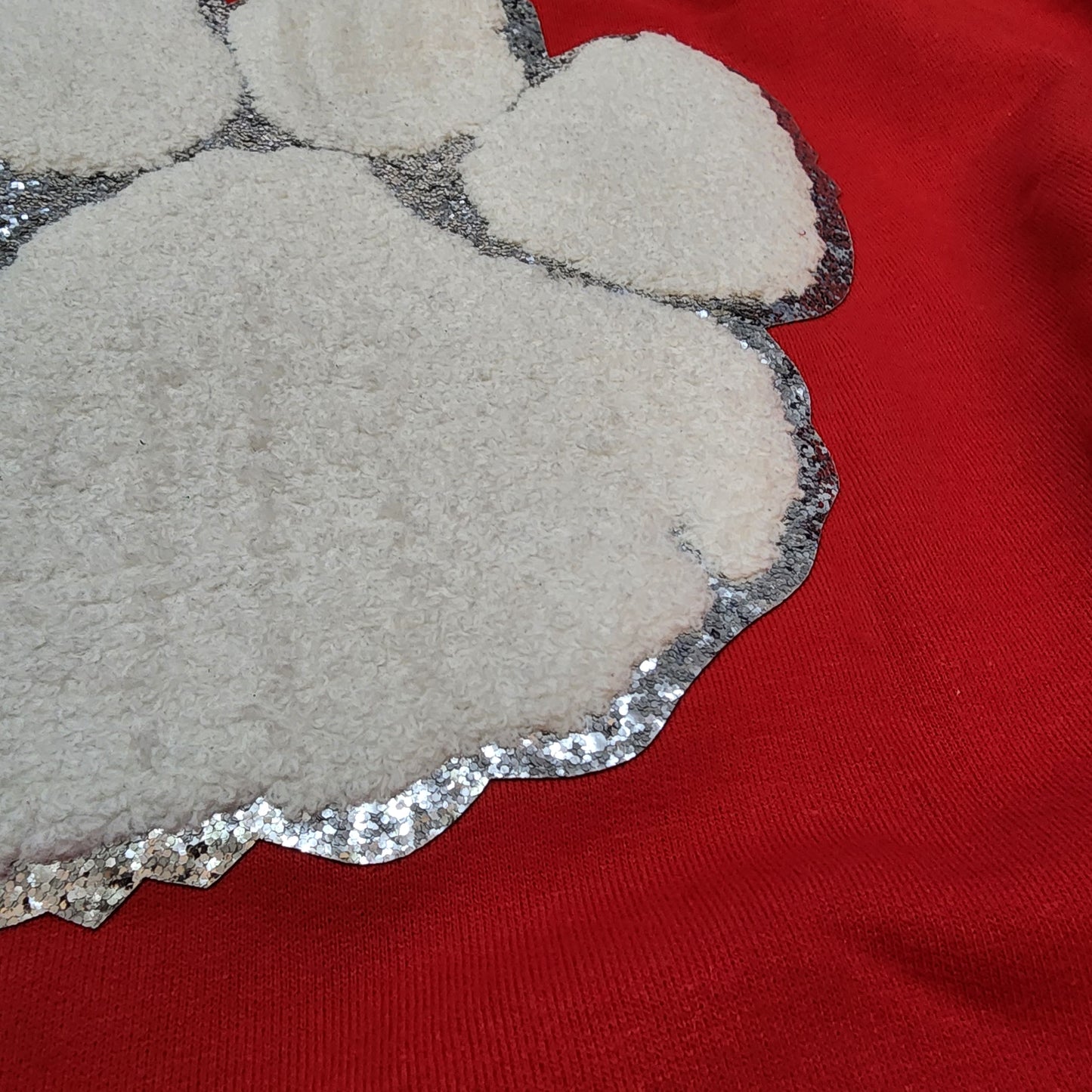 White and silver chenille paw print