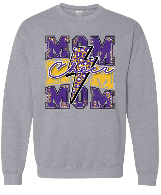 Leopard Cheer Mom purple and gold lightning bolt